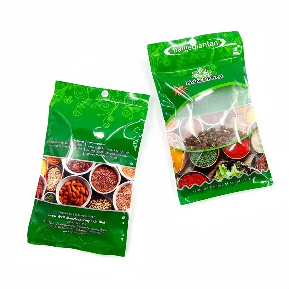 Харчовий сорт вгору вгору з блискавкою для пакувальних пакетів для спецій